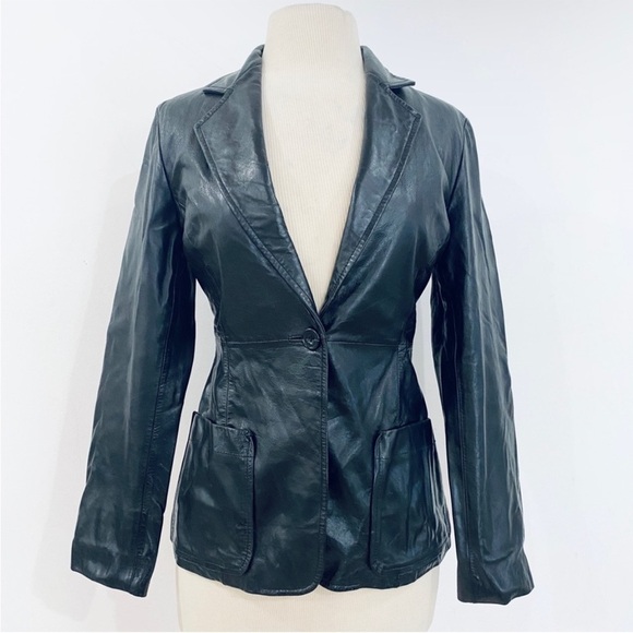 AlX Armani Exchange vintage genuine leather blazer jacket Y2K - Picture 1 of 13